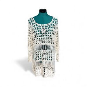 Le Moda Cream Crochet Swim Cover-Up